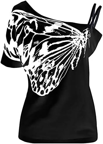 A Nők Hideg Váll Tshirt Maximum Alkalmi Pillangó Nyomtatás Tunika Póló Tini Szexi Divatos Kényelmes, Laza Fit Ing Blúz