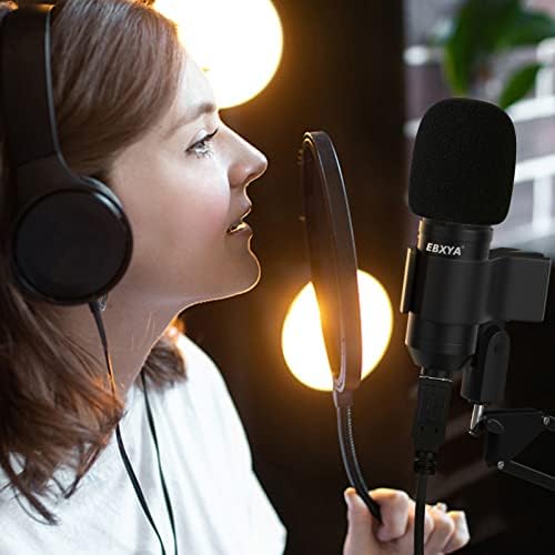 EBXYA Stúdió Podcast Mikrofon，USB Kondenzátor Mikrofon Készlet, Profi 192KHZ/24Bit Streaming Podcast Mikrofon a hangkártya