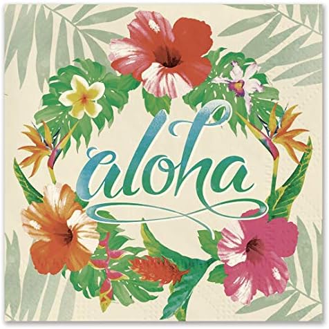 Hawaii Ital Papír Luau Parti Koktél Szalvéta - 20 csomag (Aloha Virágos)