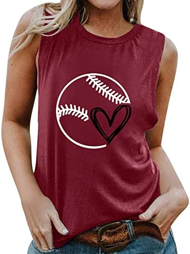 Július 4-Tartály Tetejét a Nők Laza Fit Baseball Nyomtatott Póló T-Shirt Legénység Nyak Lélegző Ujjatlan Edzés Alap Ing