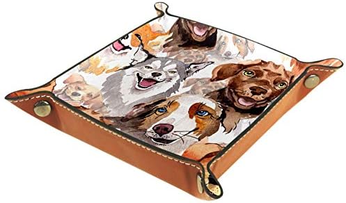A kutyák Állatok Szervező Iroda Mikroszálas Bőr Asztal Tálca Praktikus Tároló Doboz Tárca Kulcs, Irodai Berendezések,16x16cm