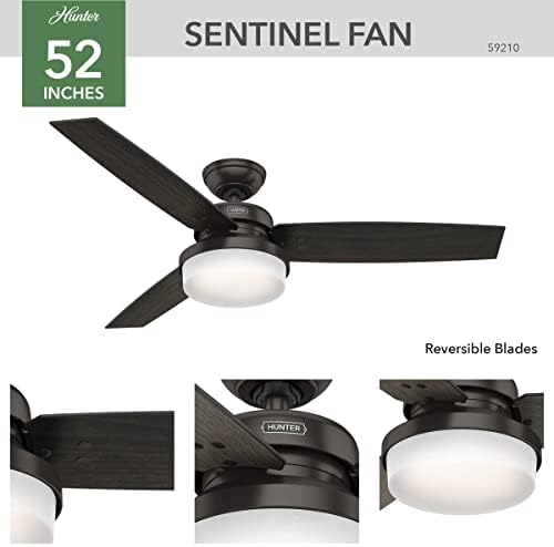 Vadász Sentinel Beltéri Mennyezeti Ventilátor, LED Fény, Távirányító, 52, Premier Bronz