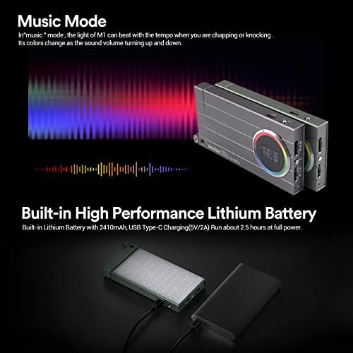 Godox M1 RGB Mini Kreatív Fény,Led Videó Fény,13W 2500k-8500k Állítható,CRI97 TLCT 97 RGB 0-360 Színes,Zene Veri a Fény Funkció