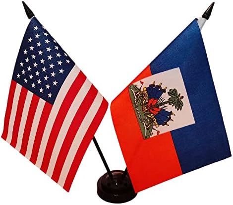 Amerika & Haiti Barátság Iker Íróasztal Zászló, RÁNK Haiti Táblázat Zászlók, 8 x 5 Cm Amerikai & Haiti Deluxe Asztal Zászló