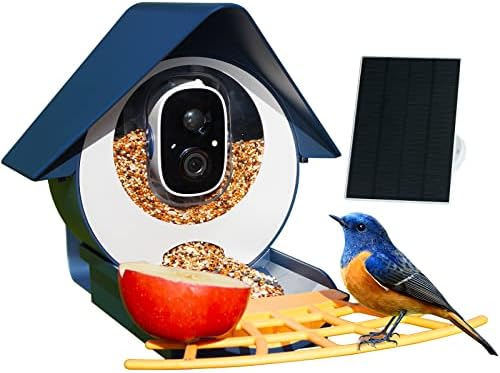 Birdkiss Okos Madár Etető Kamera Napelemes, AI Azonosítani madármegfigyelő Kamera, 1080P HD Automatikus Rögzítés Madár a