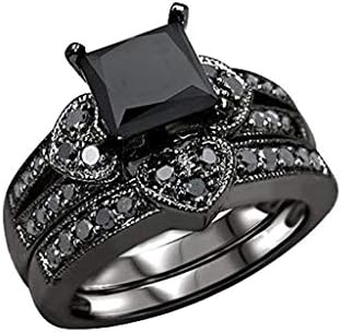 Fekete Gyémánt Gyűrű Szerelem, Esküvői Gyűrű, Esküvői Gyűrű, Négyzet Fekete Köves Gyűrű, Jegygyűrű