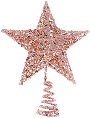 Abaodam 2db 20cm karácsonyfa Vas Csillag Topper Csillogó karácsonyfa Dekoráció, Dísztárgyak (Rose Gold)