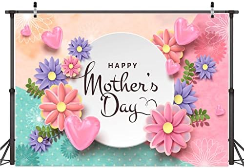 AIIKES 7X5FT anyák Napja Hátterekkel Szerelem Rózsaszín Virág Fotózás Hátteret, Boldog anyák napját Háttérben Lila, Rózsaszín