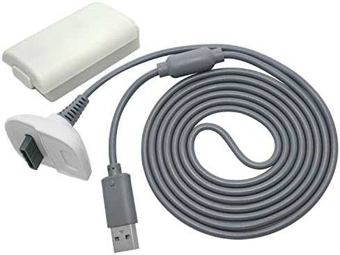 OSTENT 2 az 1-ben Töltő Kábel + Tölthető Akkumulátor az Xbox 360 Vezeték nélküli Vezérlő, Fehér Szín