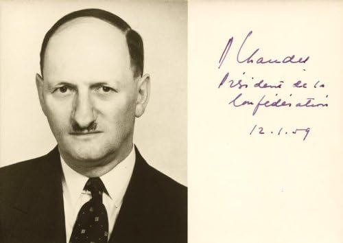 Elnök Paul Chaudet (Svájc) - Fotó Aláírt 01/12/1959