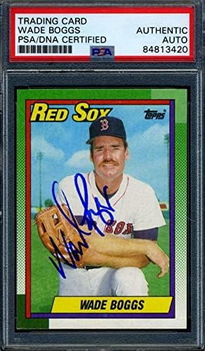 Wade Boggs PSA DNS Aláírt 1990 Topps Dedikált Baseball Asztalon Dedikált Kártyák