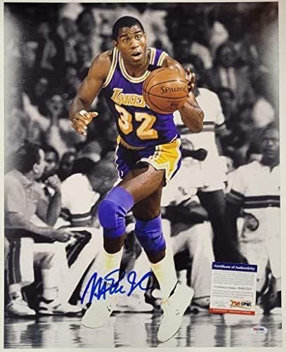 Magic Johnson autográf, aláírt 16x20 Kép 4 Lakers ~ PSA/DNS-COA - Dedikált NBA-Fotók