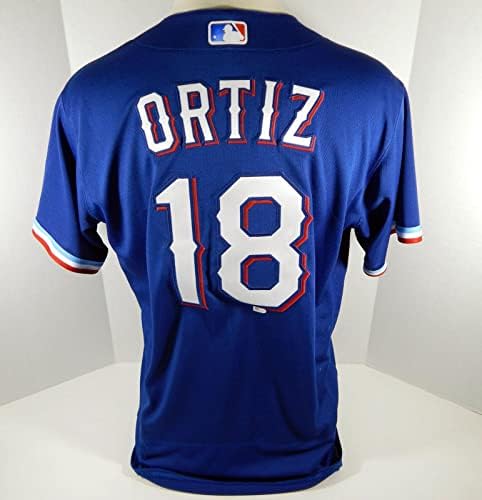 2020 Texas Rangers Luis Ortiz 18 Játék Kiadott Kék Mez Tavaszi Képzési 479 - Játék Használt MLB Mezek