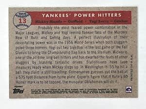 Mickey Mantle -Yogi Berra 1957 Topps Yankees Hatalom Hitters 407 DEDIKÁLT AUTO Reprint New York Yankees Baseball Kártya