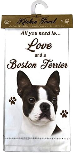 E&S Háziállatok Boston Terrier konyharuhák, törtfehér