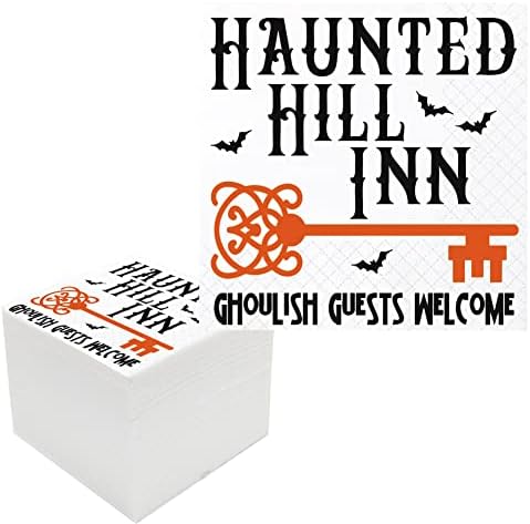 Geloar Vicces Halloween Koktél Szalvéta, 100-as Csomag Haunted Hill Inn Hátborzongató Vendég Üdv álkulcs Halloween Papír