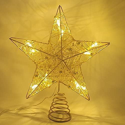 Xiaoling karácsonyfa Topper Csillag, Csillogó Díszítő Fény Karácsonyi Csillag Karácsony Fa Felső Dísz, 20 LED Lámpa Gyöngyök,