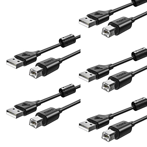 MAONO 10FT 5Pack USB Nyomtató Kábel, Továbbfejlesztett Változat-Árnyékolás Gyűrű USB 2.0 A-Férfi B-Férfi Kábel Nagy Sebességű