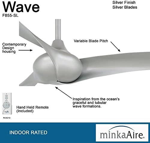 MINKA-AIRE F855-SL Hullám 65 Mennyezeti Ventilátor, Távirányító, Ezüst Kivitelben