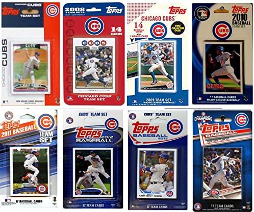 C&I Műtárgy MLB Chicago Cubs Férfi 8 Különböző Engedélyezett Trading Card Csapat Szett, Fehér