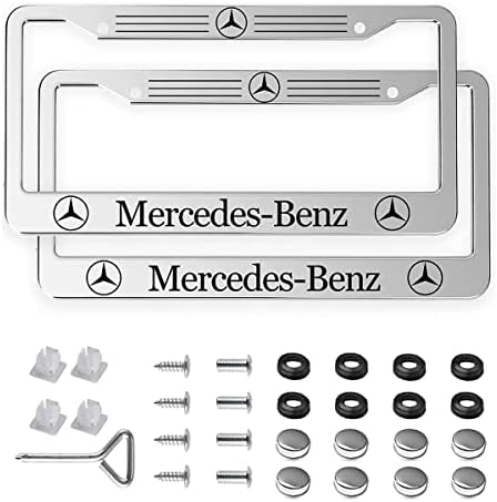 2DB Alumínium Rendszámtábla Keret Mercedes Benz, Autó Tag Fedezésére Jogosult Kompatibilis az Összes Jármű Rendszám Keret