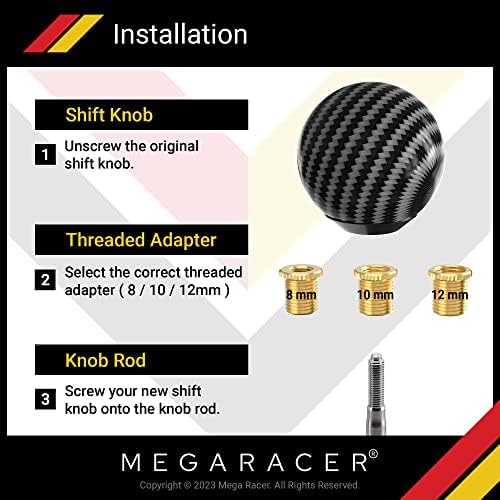 Mega Racer Fekete Szénszálas Shift Gomb - Kerek Labda Sebességváltó a Buttonless Automatikus, 4, 5, 6 sebességes Manuális