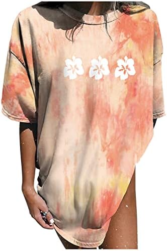 Tini Lányok Pamut Rövid Ujjú Tshirt Grafikus Laza Fit Társalgó Vintage Nyakkendő Festék, Blúz, Póló Nők 65