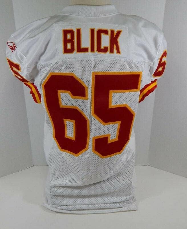 2001-ben a Kansas City Chiefs John Blick 65 Játék Kiadott Fehér Jersey DP11018 - Aláíratlan NFL Játék Használt Mezek