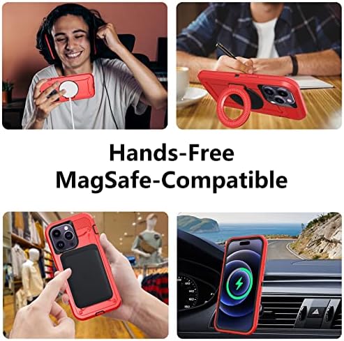 RonShieh Védő Láthatatlan Állni Mágneses tok iPhone 14 Pro Max 6.7 a biztonsági Öv-Klip, amelynek Célja a MagSafe Ütésálló