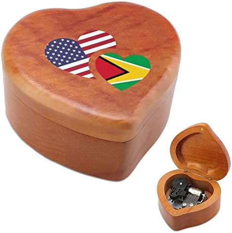 Guyana amerikai Zászló Fa Music Box Szív Alakú Zenélő Dobozok Régi Fa Doboz Ajándék