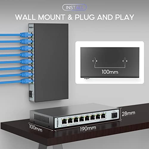 SODOLA 8 Port 2.5 G Ethernet-Kapcsoló 10G SFP,60Gbps Kapcsolási Kapacitás,Plug & Play/Falra Szerelhető/ventilátor nélküli