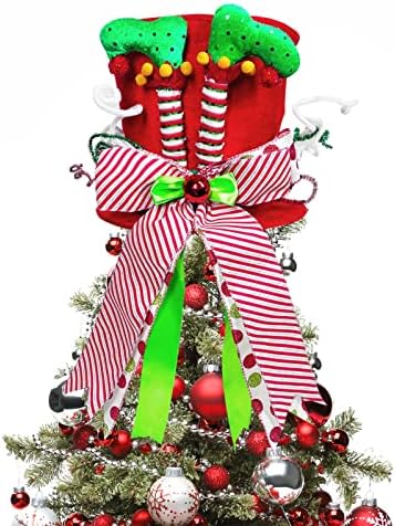 Lordaeron karácsonyfa Cilinder Kalap,Nagy Vörös Bársony Kalapot Tünde Lába, Meghosszabbított Bowknot karácsonyfa Dekoráció