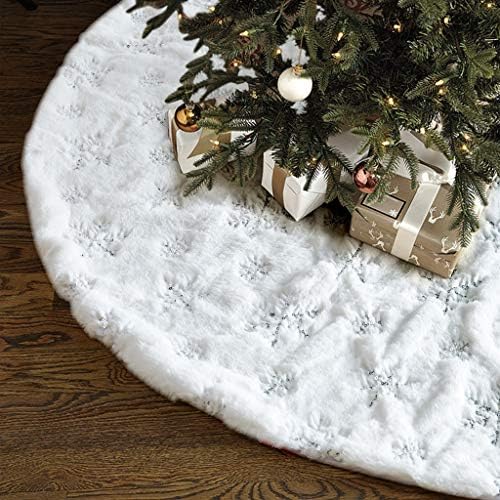 Karácsonyfa Szoknya - 48 cm Nagy Fehér Luxus műszőrme Fa Szoknya, Karácsonyi Díszek, Ünnepi Vastag Plüss Fa Karácsonyi Díszek