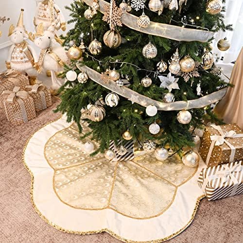 Valerij Madelyn Fehér Arany Karácsonyi Dekoráció Csomag (3 Elem) 108ct Karácsonyi Labdát Díszek + 48 hüvelyk karácsonyfa