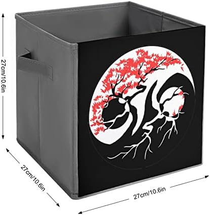 Bonsai Yin Yang Összecsukható Szövet tárolóban Kockák Szervező Összecsukható Doboz fogantyúval