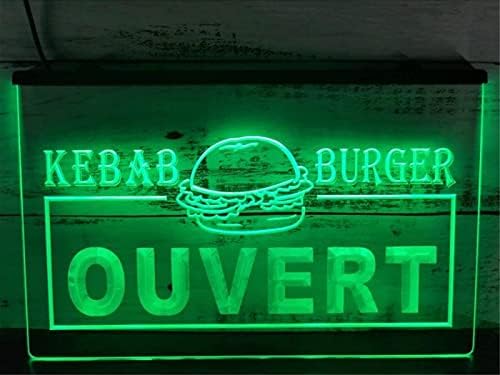 DVTEL Ouvert Kebab Burger Neon felirat Led Modell Fénnyel Világító Betűk Jelzőtábla Akril Panel Neon Dekoratív Fényt,60x40cm
