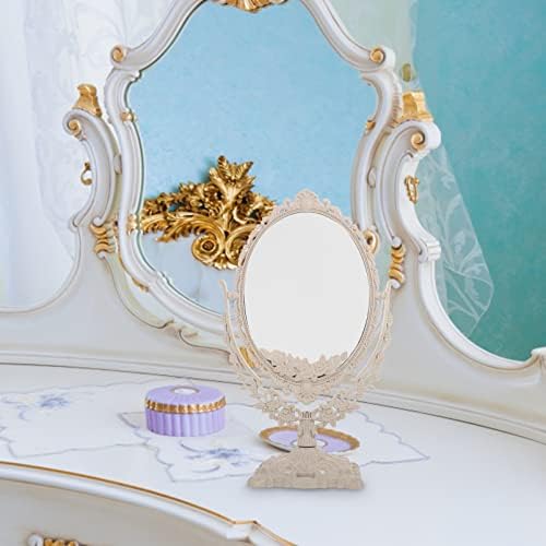 Beaupretty Smink Tükör, Európai Stílusú Asztali Hiúság Tükör Retro Kétoldalas Asztali Állvány, Kozmetikai Tükör Fürdőszoba