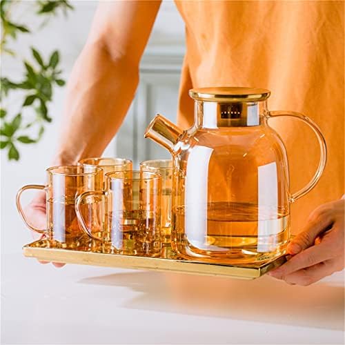 ZLXDP Amber Pohár Hideg Vízforraló Szett hőálló Tea Készítő Nagy Kapacitású Lé Kancsó Tálca