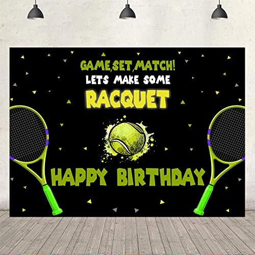 Ticuenicoa 5x3ft Tenisz Témájú Hátteret teniszlabda Boldog Szülinapi Parti Dekoráció Tizenéves Gyerekek Játék Idő Hátteret