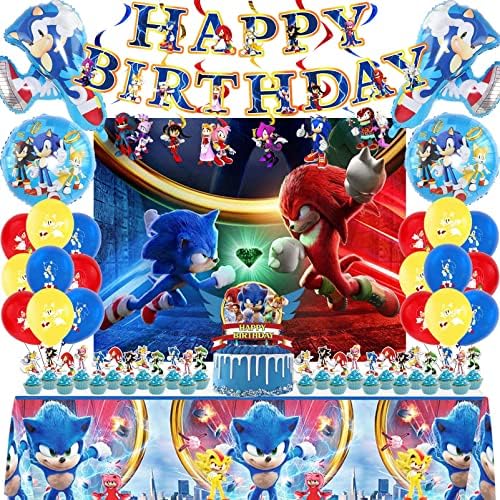Sonic Születésnapi Party Kellékek, Sonic Születésnapi Party Díszek Közé Hátteret, Boldog Szülinapot, Banner Fólia Lufi, Latex