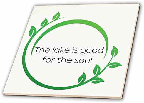 3dRose Kép egy zöldes levél szövege a tó jó a léleknek - Csempe (ct-364425-7)