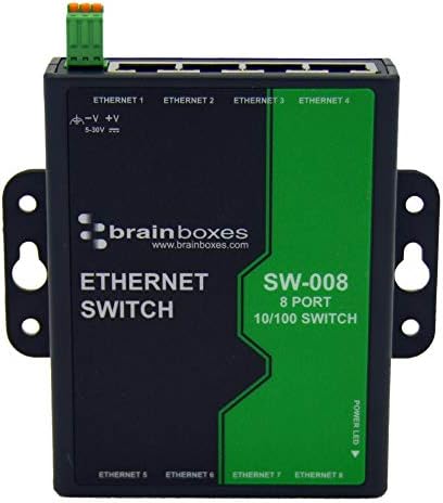 Brainboxes 8 Port Nem felügyelt Ethernet Kapcsoló Falra Szerelhető - 8 Port - TAA - Kompatibilis- 2 Réteg Támogatott - Twisted