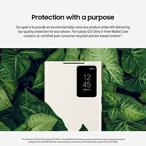 SAMSUNG Galaxy S23 Ultra S-View Tárca Telefon Esetében, védőburkolat w/Kártya-tartó Foglalat, Ujjal Érintse meg a Tiszta