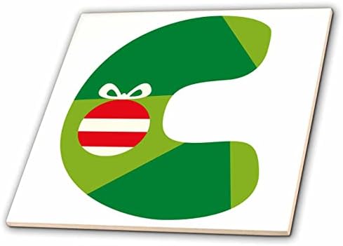 3dRose Aranyos, Piros, Zöld, Karácsonyi Monogram Kezdeti C - Csempe (ct-371212-4)
