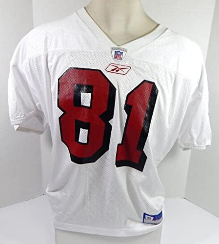 2002-ben a San Francisco 49ers 81 Játék Kiadott Fehér Gyakorlat Jersey XL DP28684 - Aláíratlan NFL Játék Használt Mezek
