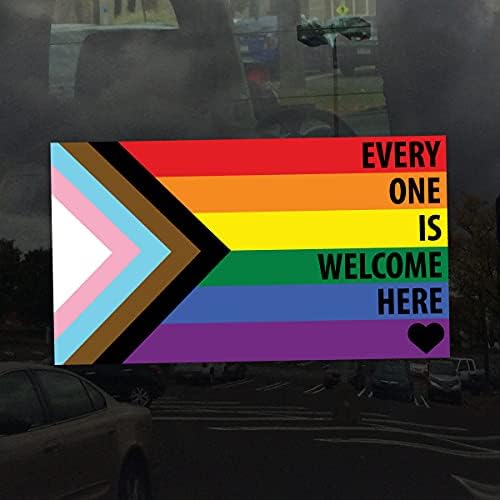 Alkalmazható Szójáték Minden Üdvözöljük a Haladás Pride Flag LGBTQ POC Transznemű Zászló - Vinyl Matrica, 4 inch