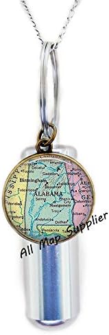 AllMapsupplier Divat Hamvasztás Urna Nyaklánc,Alabama térkép Urna,Alabama térkép Hamvasztás Urna Nyaklánc,Alabama Állam térkép
