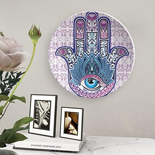 Törzsi Fatima Keze Dekoratív tábla Kerek Kerámia lapok, Display Állvány Home Office Esküvői Dekoráció