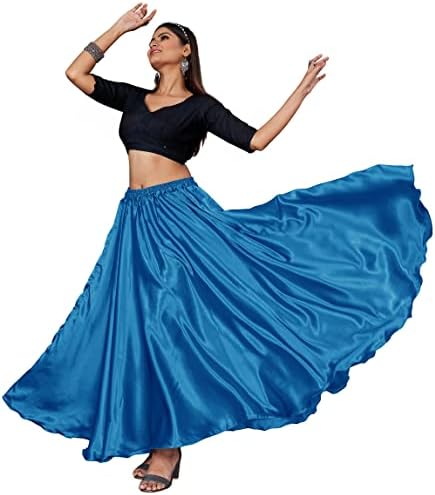 Női Szatén Hastánc Szoknya Teljes Kör Szoknya Flamenco Cigány Törzsi Bollywood Tánc Maxi Alkalmi Garba Szoknya