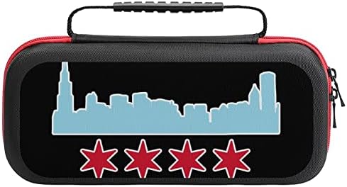 Chicago Zászló Épületek Skyline Kapcsoló hordtáska védőburkolat Kemény Héj Utazási Tok Kompatibilis a Nintendo Kapcsoló